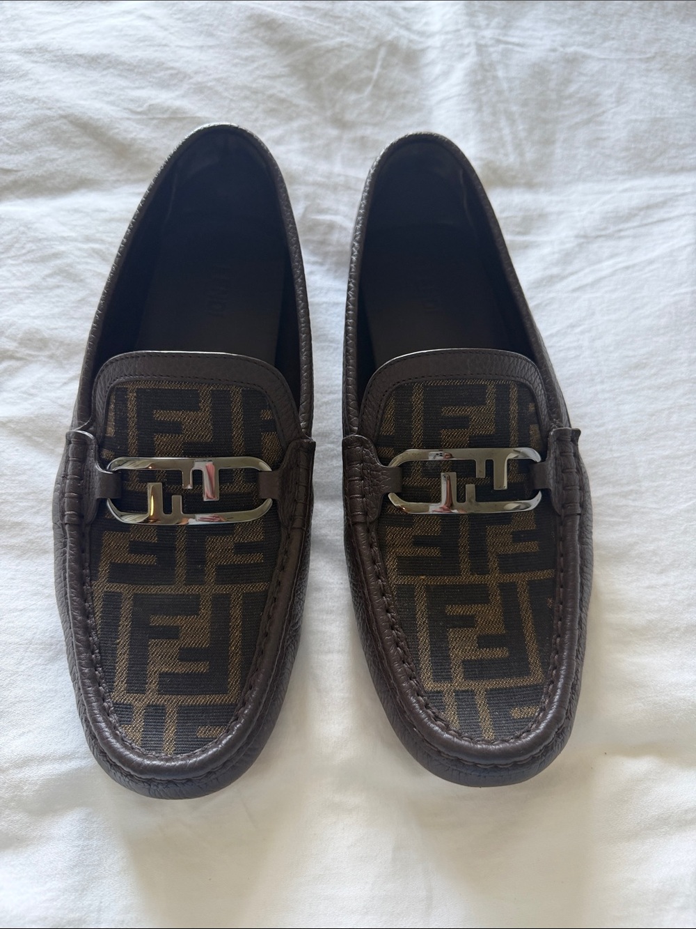 Fendi Brown Monogram Bit Loafers